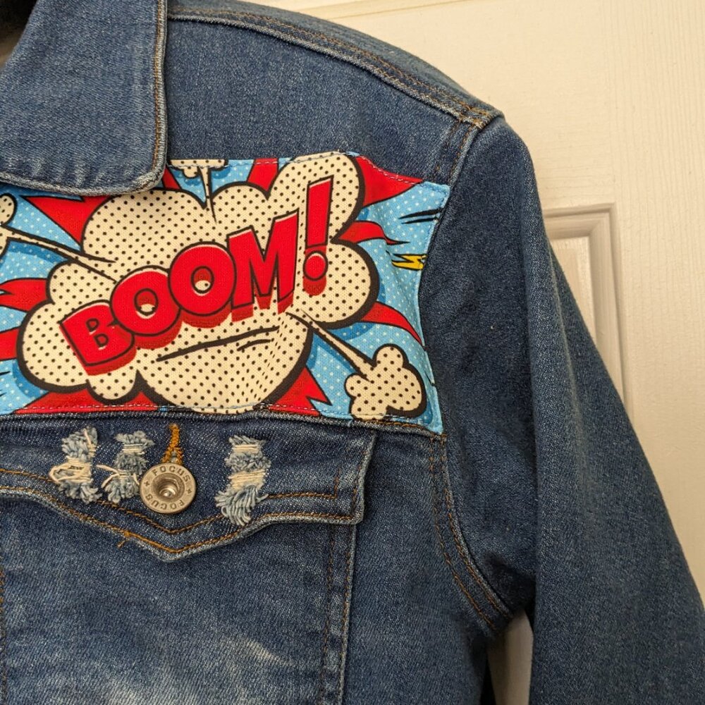 Vintage Y2K Focus Men's Denim  Comic  Jacket Size XL Blue - Picture 4 of 12